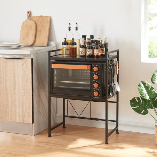 Suporte para micro-ondas Sorsele com 2 prateleiras metálicas 79x40-63x32cm - Preto en.casa