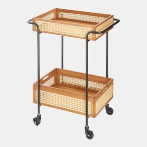 Carrinho de serviço Tervola com 2 cestos metalbambu 81x61x39cm - PretoNatural en.casa