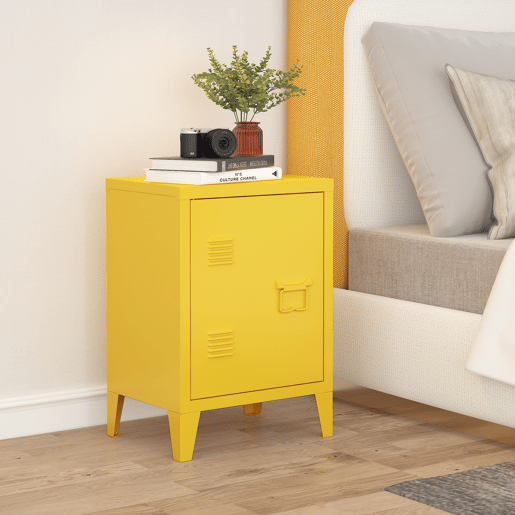 Mesa de cabeceira de aço Inari com pega direita 57x40x30 cm - Amarelo en.casa