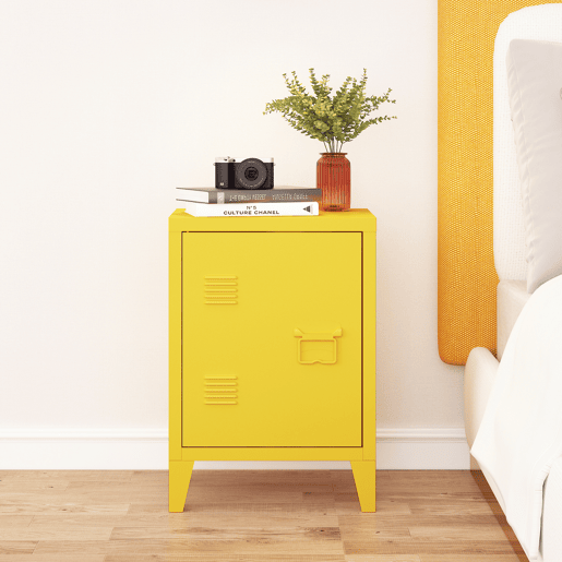 Mesa de cabeceira de aço Inari com pega direita 57x40x30 cm - Amarelo en.casa