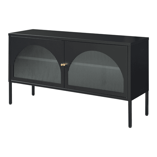 Suporte de TV Karlskrona com 2 portas de aço 115x35x64cm - Preto en.casa