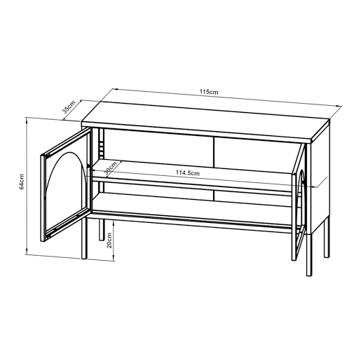 Suporte de TV Karlskrona com 2 portas de aço 115x35x64cm - Preto en.casa