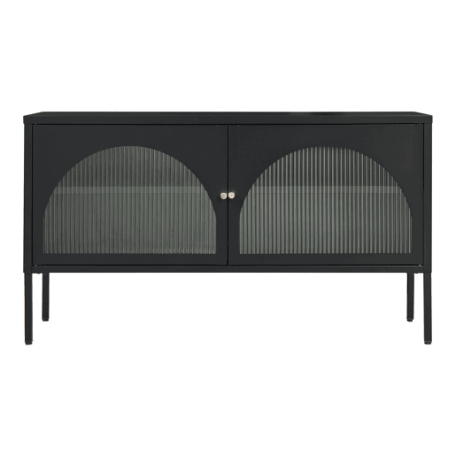 Suporte de TV Karlskrona com 2 portas de aço 115x35x64cm - Preto en.casa