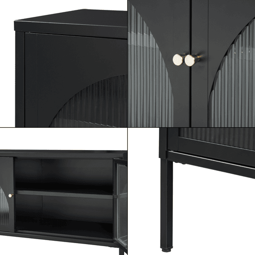 Suporte de TV Karlskrona com 2 portas de aço 115x35x64cm - Preto en.casa