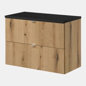 Móvel de casa de banho Newport com 2 gavetas 80x60x40 cm - CarvalhoPreto