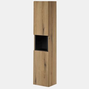 Armário alto Newport com prateleira em forma de cubo 30x140x25 cm - Efeito carvalho en.casa