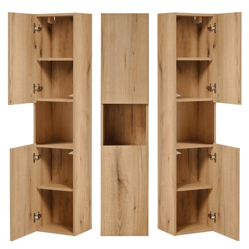 Armário alto Newport com prateleira em forma de cubo 30x140x25 cm - Efeito carvalho en.casa