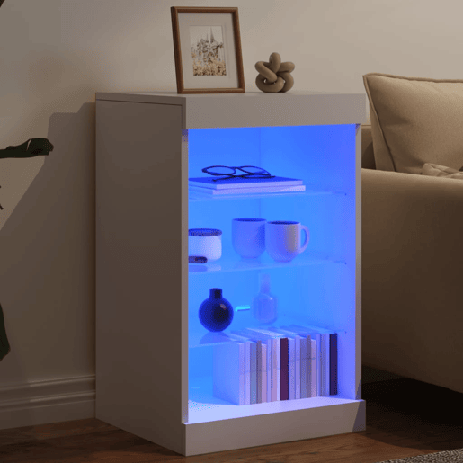 vidaXL Aparador com luzes LED 41x37x67 cm branco vidaXL Aparador com luzes LED 41x37x67 cm branco
