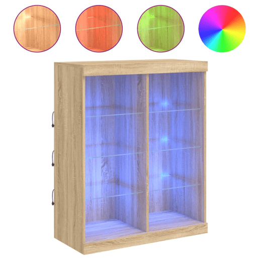 vidaXL Aparador com luzes LED 81x37x100 cm carvalho sonoma vidaXL Aparador com luzes LED 81x37x100 cm carvalho sonoma