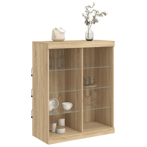 vidaXL Aparador com luzes LED 81x37x100 cm carvalho sonoma vidaXL Aparador com luzes LED 81x37x100 cm carvalho sonoma