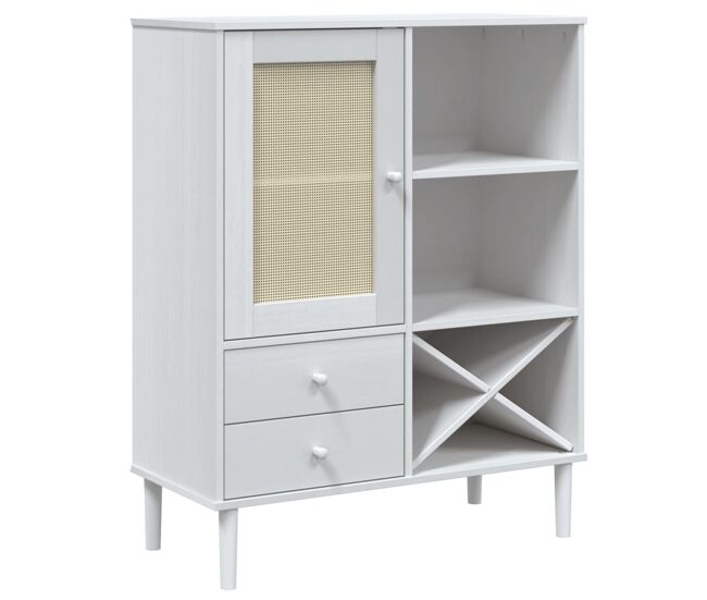 Vidaxl aparador alto senja aspecto de ratán madera blanco 90x40x112 cm