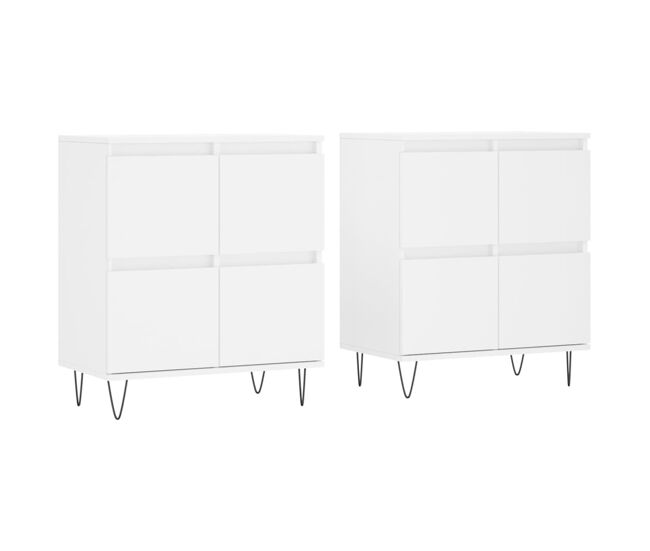 Vidaxl aparadores 2 uds madera contrachapada blanco