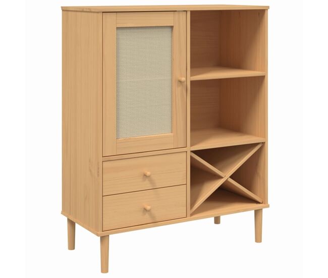 Vidaxl aparador alto senja aspecto de ratán madera marrón 90x40x112 cm