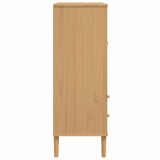 vidaXL Móvel alto SENJA aspeto vime 90x40x112 cm pinho maciço castanho