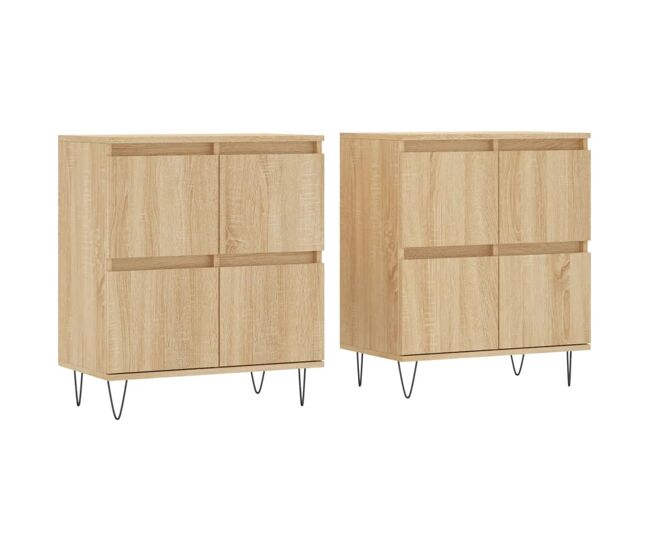 Vidaxl aparadores 2 uds madera contrachapada color roble sonoma