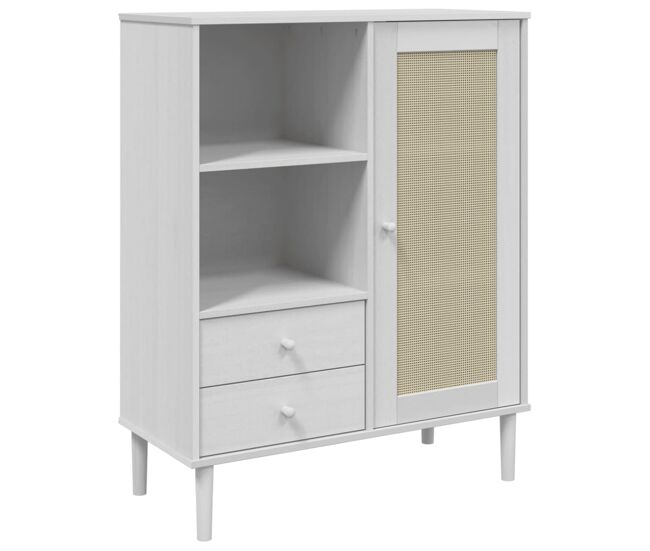 Vidaxl aparador alto senja aspecto de ratán madera blanco 90x40x112 cm