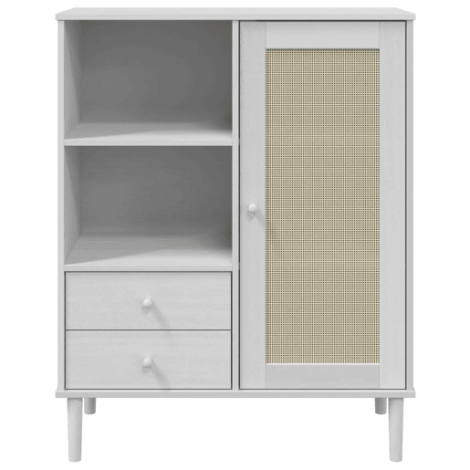vidaXL Móvel alto SENJA aspeto vime 90x40x112 cm pinho maciço branco vidaXL Móvel alto SENJA aspeto vime 90x40x112 cm pinho maciço branco