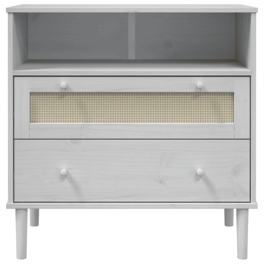 vidaXL Aparador SENJA aspeto de vime 80x40x80 cm pinho maciço branco
