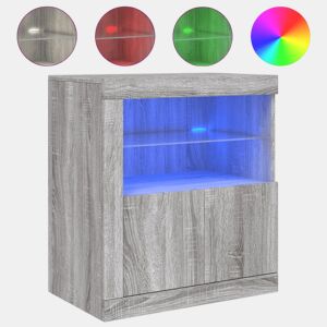 vidaXL Aparador com luzes LED 60,5x37x67 cm cinzento sonoma
