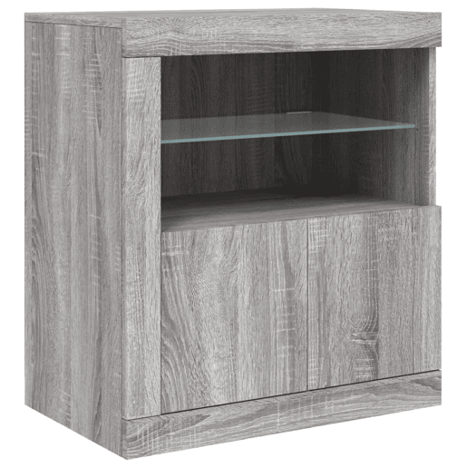 vidaXL Aparador com luzes LED 60,5x37x67 cm cinzento sonoma