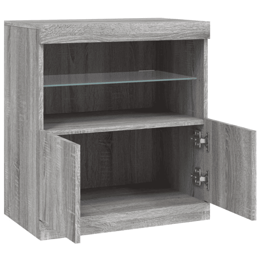 vidaXL Aparador com luzes LED 60,5x37x67 cm cinzento sonoma