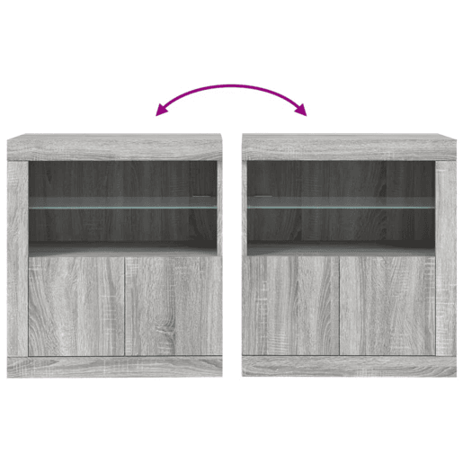 vidaXL Aparador com luzes LED 60,5x37x67 cm cinzento sonoma