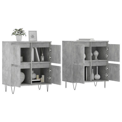 vidaXL Aparadores 2 pcs derivados de madeira cinzento cimento vidaXL Aparadores 2 pcs derivados de madeira cinzento cimento