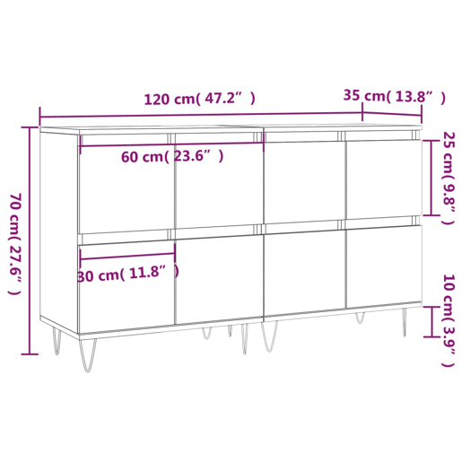 vidaXL Aparadores 2 pcs derivados de madeira cinzento cimento vidaXL Aparadores 2 pcs derivados de madeira cinzento cimento