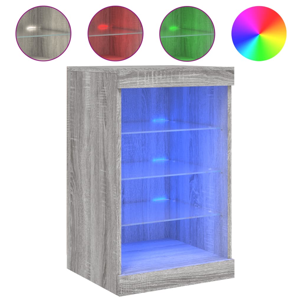 Vidaxl aparador con luces led gris sonoma 41x37x67 cm