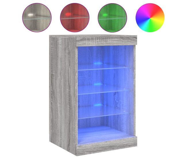 Vidaxl aparador con luces led gris sonoma 41x37x67 cm