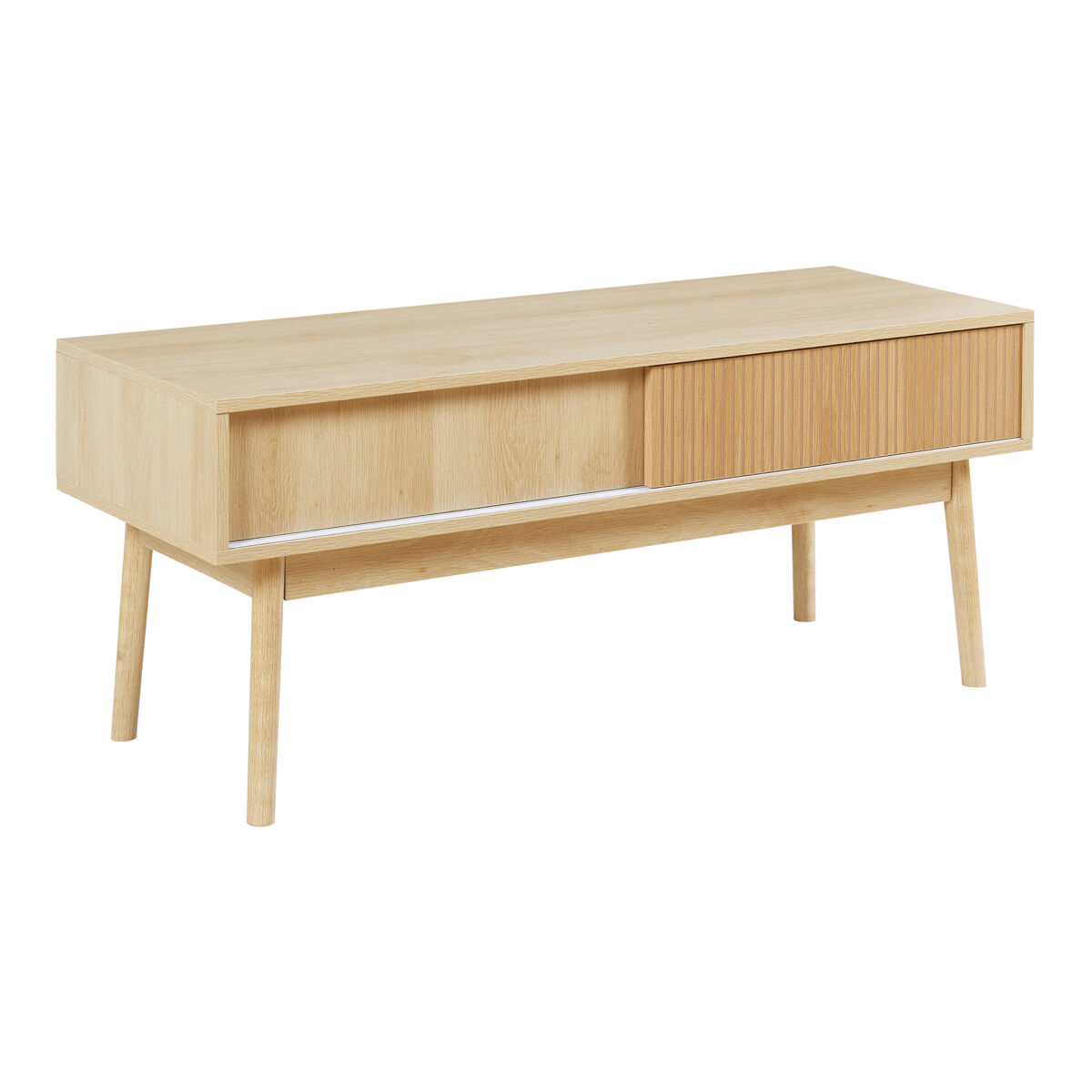 Mueble de tv landskrona con 2 puertas corredoras mdf 115x40x48 cm - roble [en.casa]