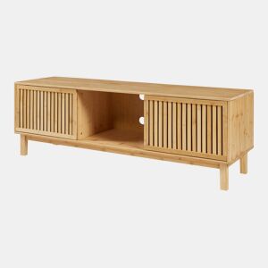 Suporte de TV Ypäjä com 2 portas de correr em bambu 150x42x50cm - Natural en.casa