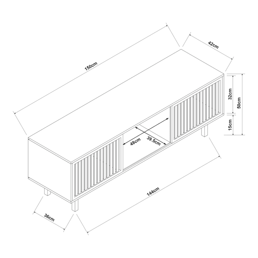 Suporte de TV Ypäjä com 2 portas de correr em bambu 150x42x50cm - Natural en.casa