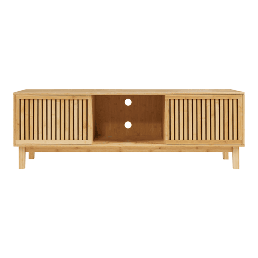 Suporte de TV Ypäjä com 2 portas de correr em bambu 150x42x50cm - Natural en.casa