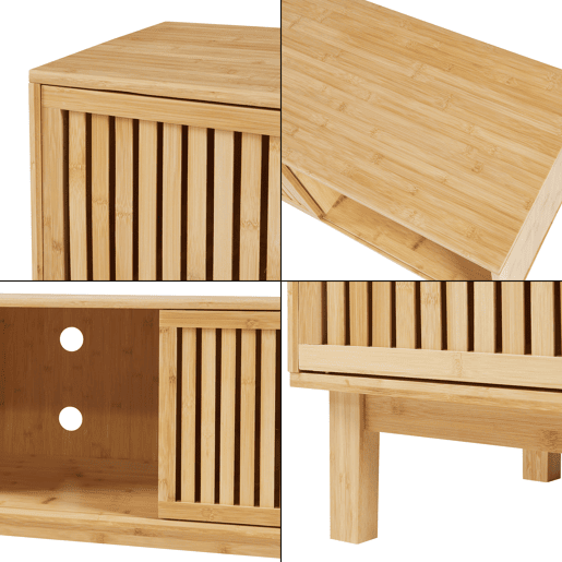 Suporte de TV Ypäjä com 2 portas de correr em bambu 150x42x50cm - Natural en.casa