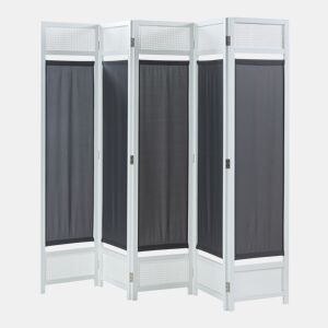 Biombo Dorotea com 5 painéis 200x170 cm - BrancoCinza escuro en.casa