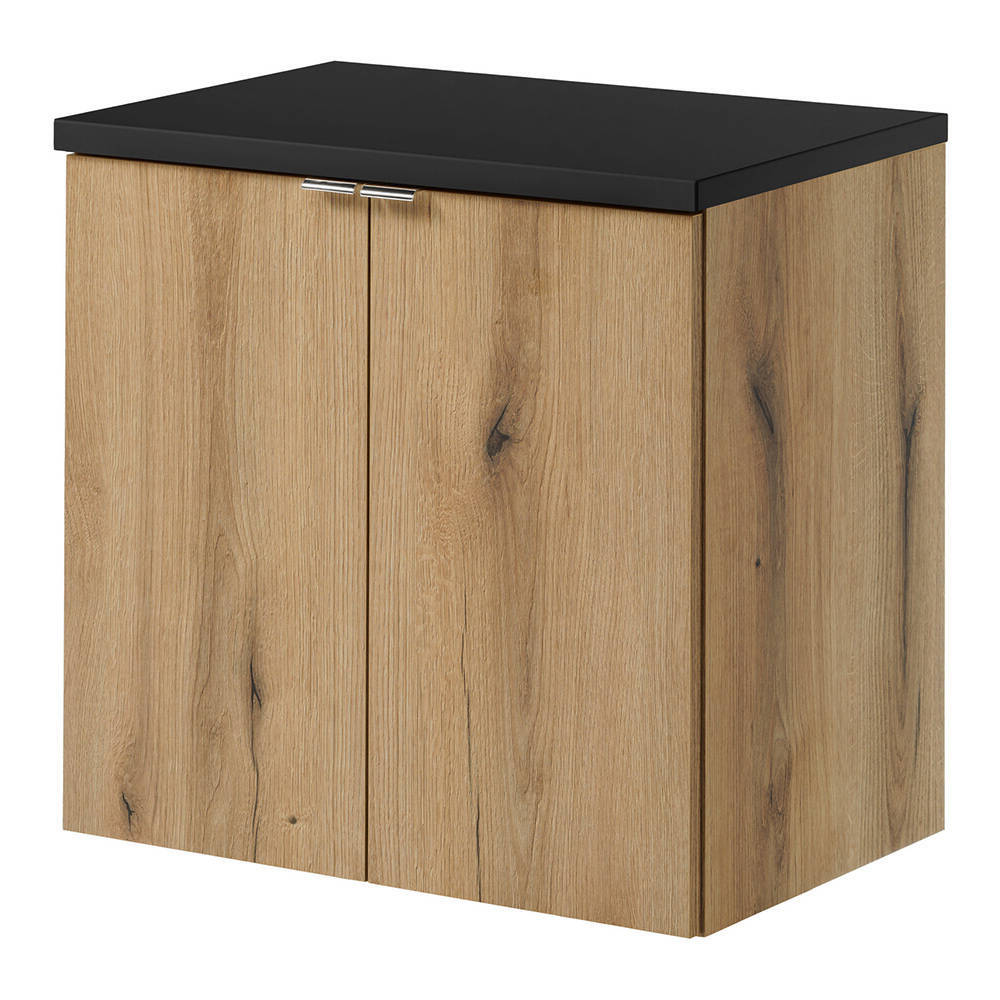 Mueble bajo lavabo newport con 2 puertas 60x60x40 cm - efecto roble/negro [en.casa]