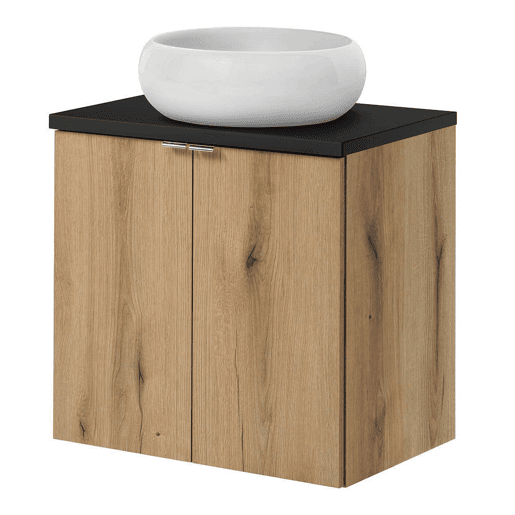Móvel de casa de banho suspenso Newport com 2 portas 60x60x40 cm - Efeito carvalhopreto en.casa
