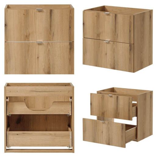 Móvel de casa de banho suspenso Newport com 2 gavetas e 1 porta 90x60x40 cm - Efeito carvalho en.casa