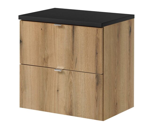 Mueble de baño bajo lavabo newport con 2 cajones 60x60x40 cm - roble/negro