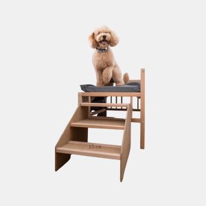 Cama para cão, gato, animal de estimação. Cama de madeira elevada com degrau de acesso. Com colchão de espuma viscoelástica Ortoflex. 2 alturas. Faunatic Ortoflex