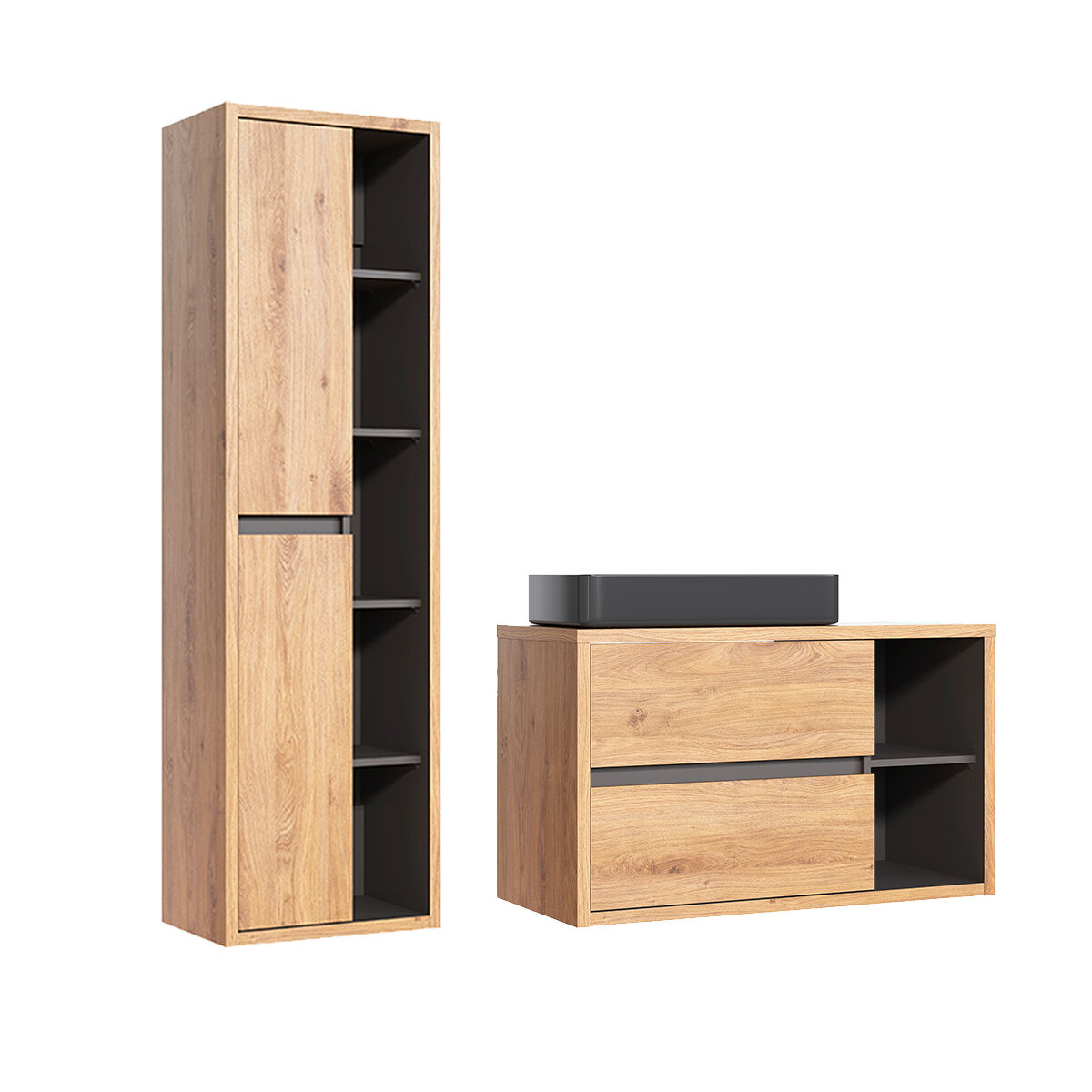 Conjunto de muebles con lavabo individual y columna Rigel