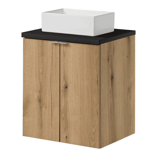 Móvel de casa de banho suspenso Newport com 2 portas 50x60x40 cm - Efeito carvalhopreto en.casa