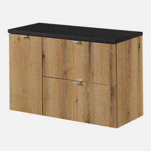 Móvel de casa de banho Newport com 2 gavetas e 1 porta 90x60x40 cm - Efeito carvalhopreto en.casa
