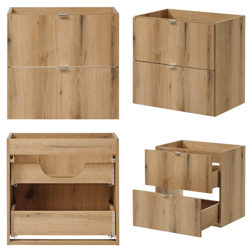 Móvel de casa de banho Newport com 2 gavetas e 1 porta 90x60x40 cm - Efeito carvalhopreto en.casa