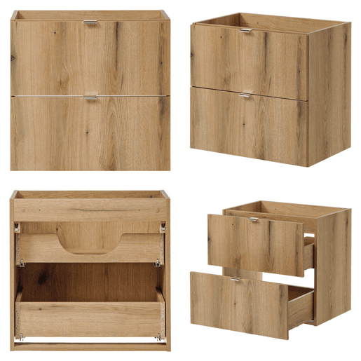 Móvel de casa de banho suspenso Newport com 2 gavetas e 1 porta 80x60x40 cm - Efeito carvalho en.casa
