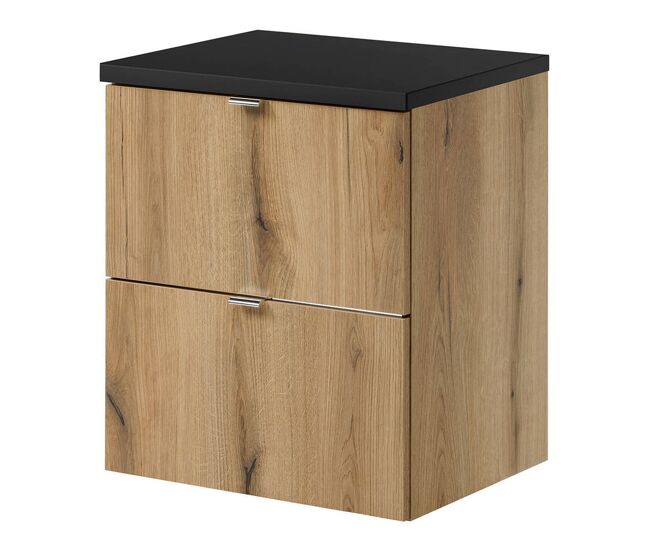 Mueble de baño bajo lavabo newport con 2 cajones 50x60x40 cm - roble/negro