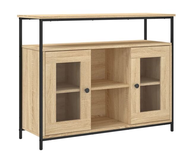 Vidaxl aparador de madera de ingeniería roble sonoma 100x35x80 cm