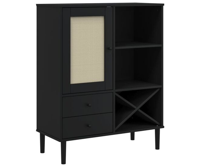 Vidaxl aparador alto senja aspecto de ratán madera negro 90x40x112 cm