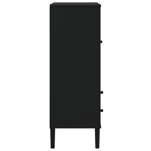vidaXL Móvel alto SENJA aspeto vime 90x40x112 cm pinho maciço preto